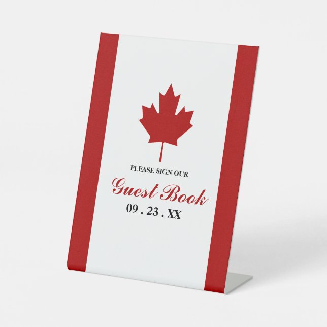 Canadian Flag Wedding Pedestal Sign (Front)