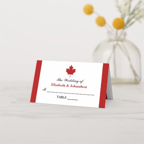 Canadian Flag Wedding Place Card