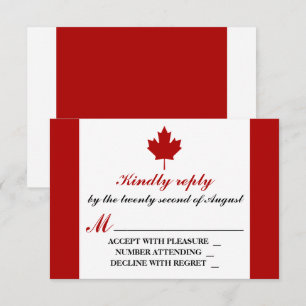 Canadian Flag Wedding RSVP Card