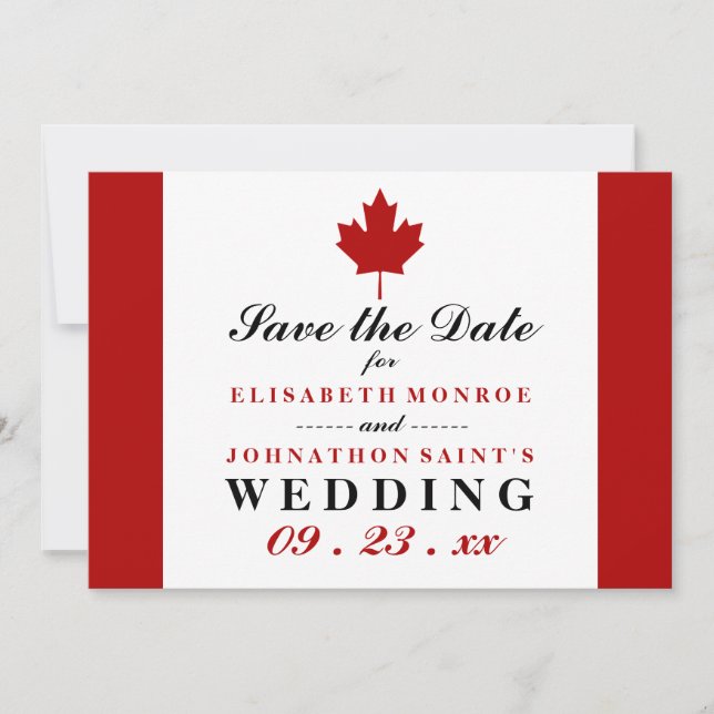 Canadian Flag Wedding Save The Date (Front)