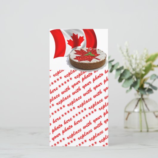 Canadian Flag with Cherry Maple Leaf Cake (Standing Front)