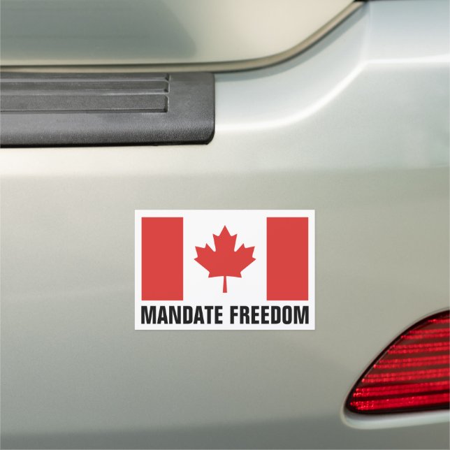 Canadian Flag with Editable Text Mandate Freedom Car Magnet (In Situ)