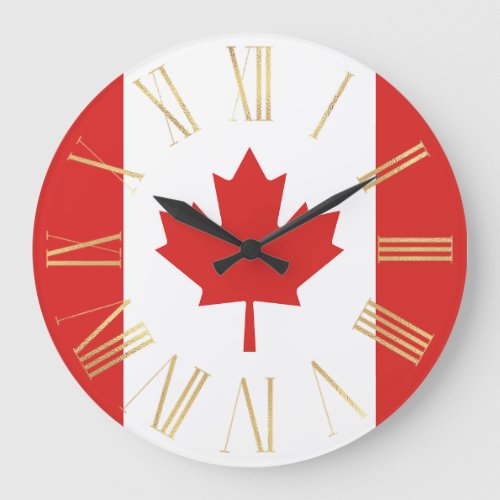 Canadian Flag with Gold Large Clock
