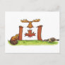 Canadian Flag with moose, beaver and goose Postcard