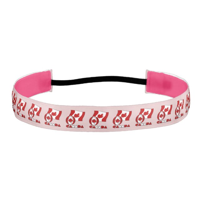 Canadian Flag with Soccer Ball Athletic Headband (Front)