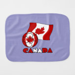 Canadian Flag with Soccer Ball Baby Burp Cloth