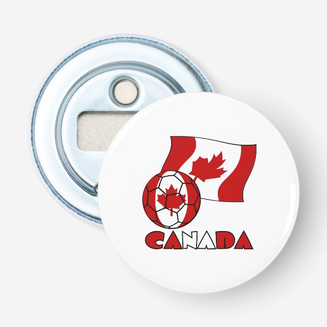 Canadian Flag with Soccer Ball Bottle Opener (Front)