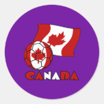 Canadian Flag with Soccer Ball Classic Round Sticker