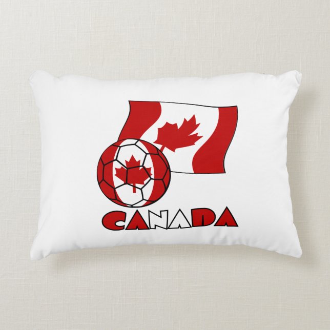 Canadian Flag with Soccer Ball Decorative Pillow (Front)