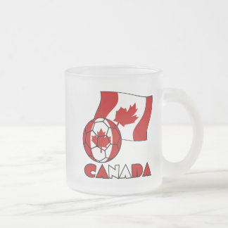 Canadian Flag with Soccer Ball Frosted Glass Coffee Mug