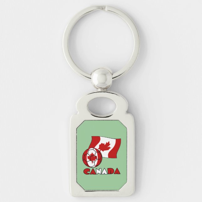 Canadian Flag with Soccer Ball Keychain (Front)