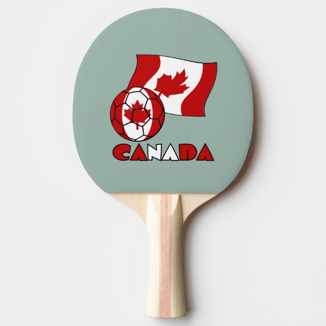 Canadian Flag with Soccer Ball Ping-Pong Paddle (Front)