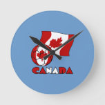 Canadian Flag with Soccer Ball Round Clock