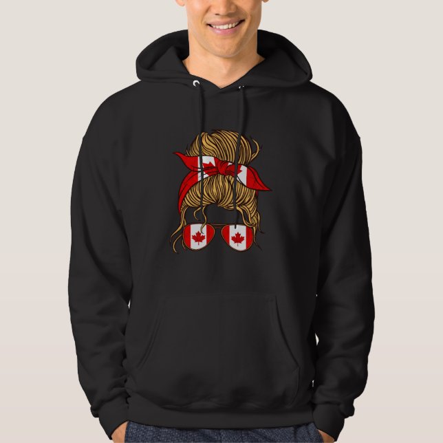 Canadian Flag Woman Maple Leaf Canadian Pride Cana Hoodie (Front)