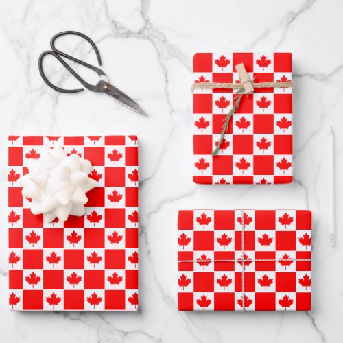 Canadian flag wrapping paper sheets