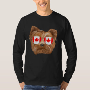 Canadian Flag Yorkshire Terrier Dog Canada Pocket T-Shirt