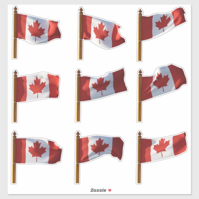 Canadian Flags Flying Series II Sticker (Sheet)