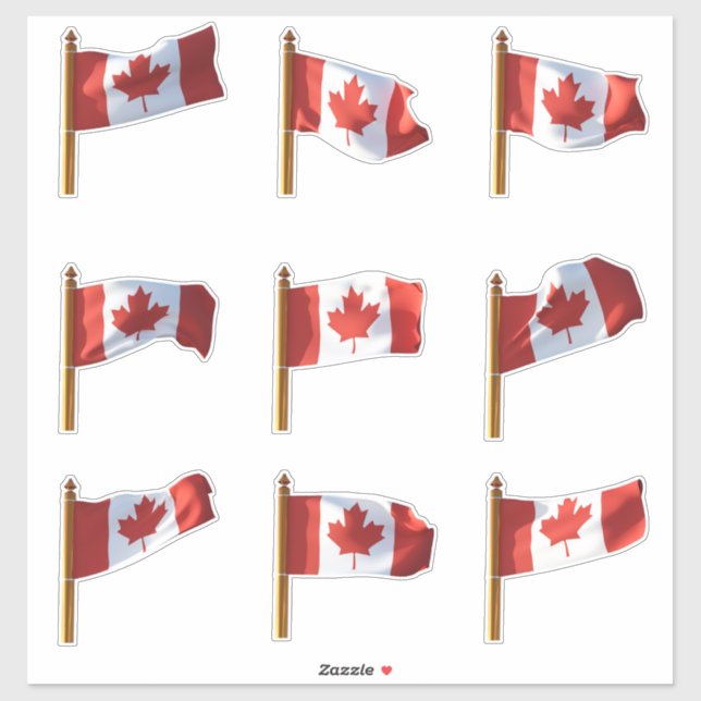 Canadian Flags Flying Series III Sticker (Sheet)