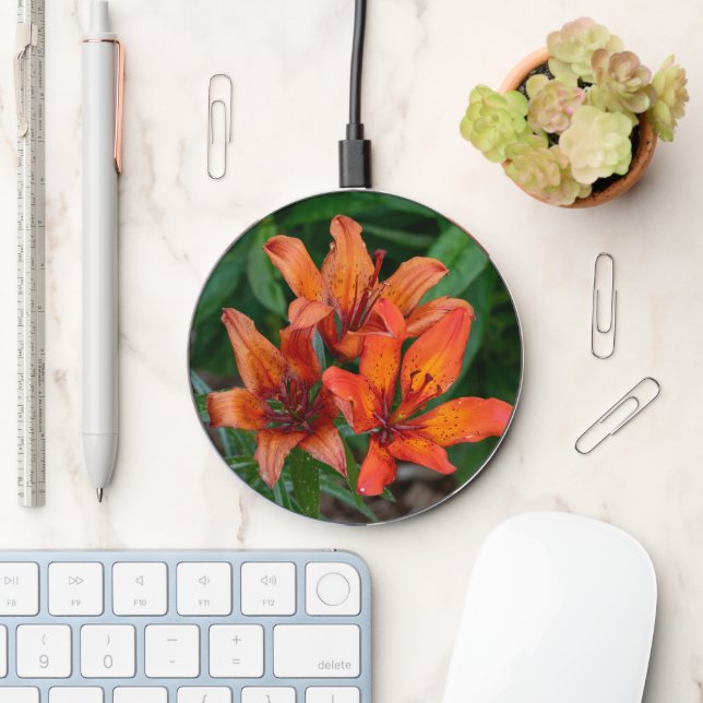 Canadian Flower, Orange Day Lily Print Wireless Charger (Desk)