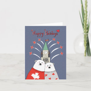 Canadian Folk Art Polar bear Canadian Christmas Card