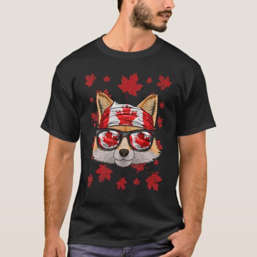 Canadian Fox Patriotic Canada Flag Maple Leaf Prid T_Shirt