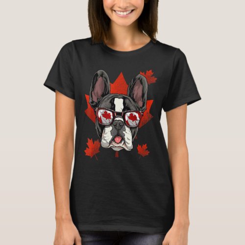 Canadian French Bulldog Maple Tree Leaf Canada Fla T_Shirt