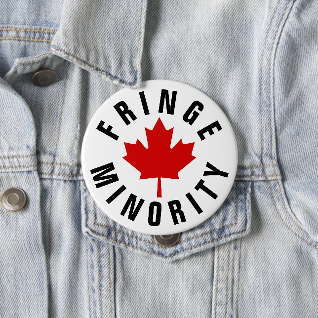 Canadian Fringe Minority Red Maple Leaf Button (In Situ)