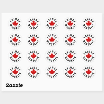 Canadian Fringe Minority Red Maple Leaf  Classic Round Sticker by RedneckHillbillies at Zazzle
