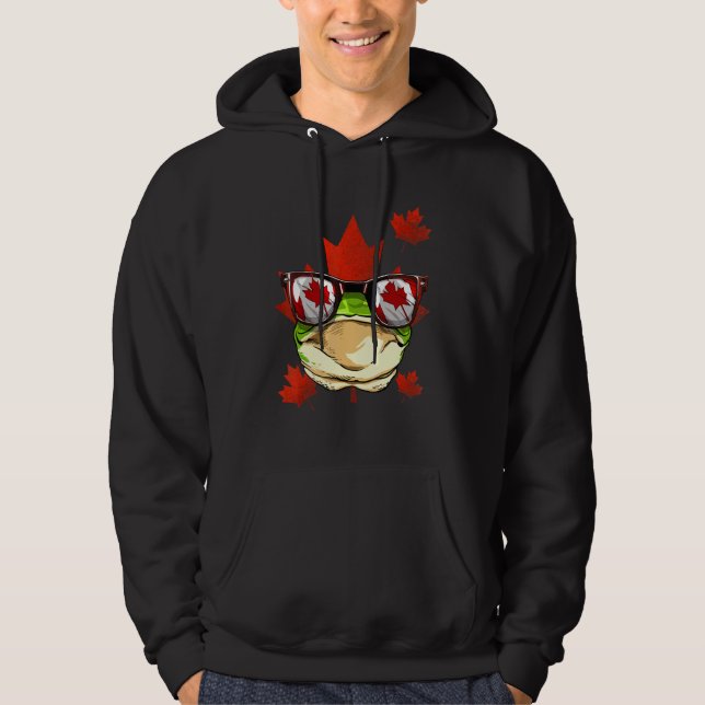 Canadian Frog Maple Tree Leaf Canada Flag Animal F Hoodie (Front)