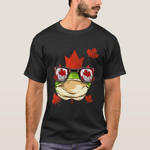 Canadian Frog Maple Tree Leaf Canada Flag Animal F T_Shirt