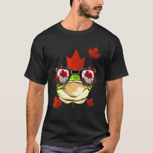 Canadian Frog Maple Tree Leaf Canada Flag Animal F T-Shirt