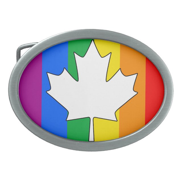 CANADIAN GAY PRIDE MAPLE BELT BUCKLE (Front)