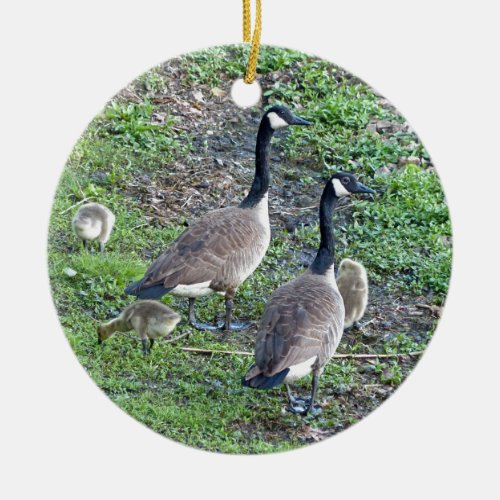 Canadian Geese Family Ceramic Ornament