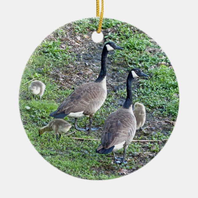 Canadian Geese Family Ceramic Ornament (Front)