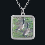 Canadian Geese Family Silver Plated Necklace<br><div class="desc">Canadian Geese Family</div>