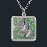 Canadian Geese Family Silver Plated Necklace<br><div class="desc">Canadian Geese Family</div>