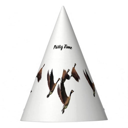 Canadian geese flying in a flock kids design party hat