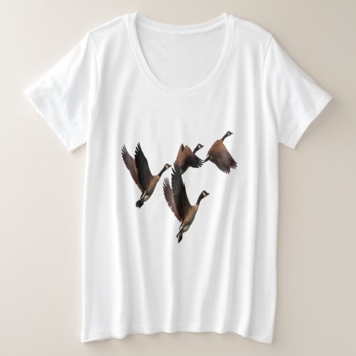 Canadian geese flying in a flock kids design plus size T_Shirt
