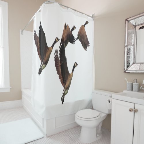 Canadian geese flying in a flock kids design shower curtain