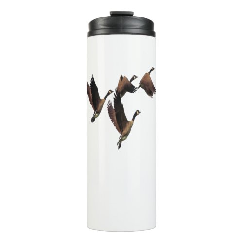 Canadian geese flying in a flock kids design thermal tumbler