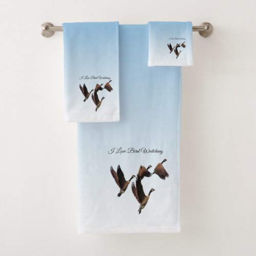 Canadian geese flying together kids design bath towel set