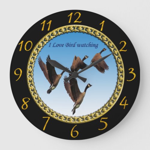 Canadian geese flying together kids design  large clock