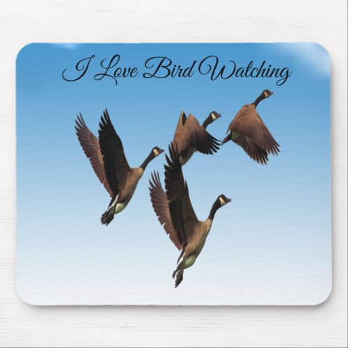 Canadian geese flying together kids design mouse pad