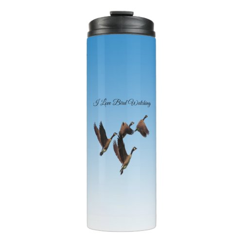 Canadian geese flying together kids design thermal tumbler