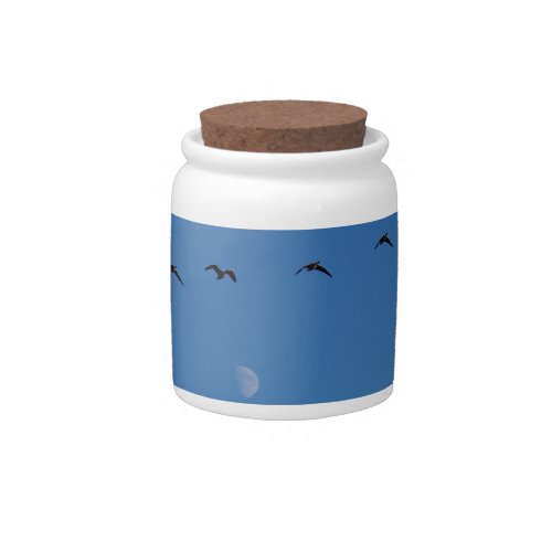 Canadian geese in flight       candy jar