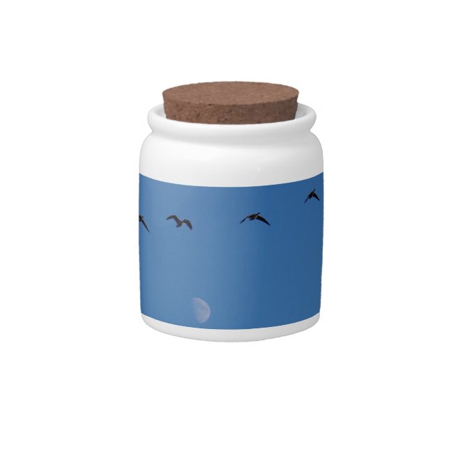 Canadian geese in flight       candy jar (Front)