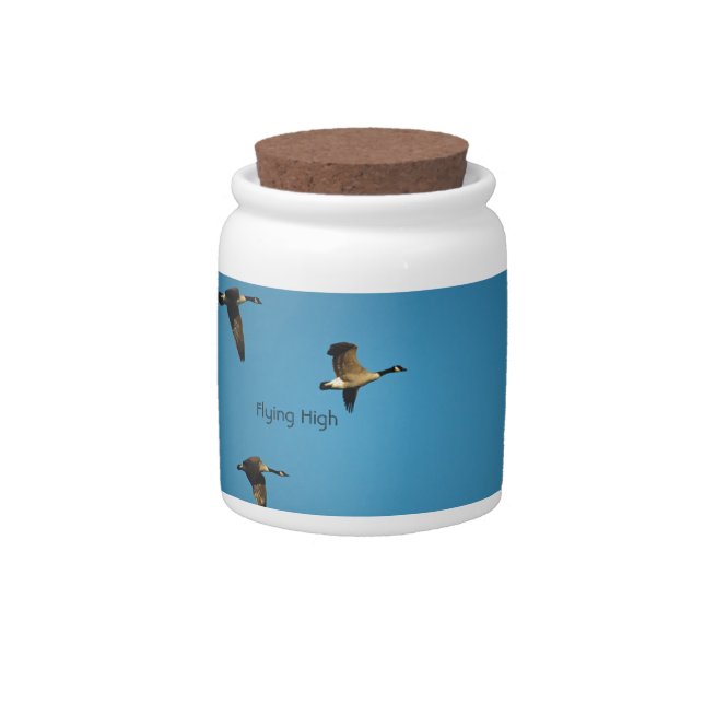 Canadian geese in flight  candy jar (Front)