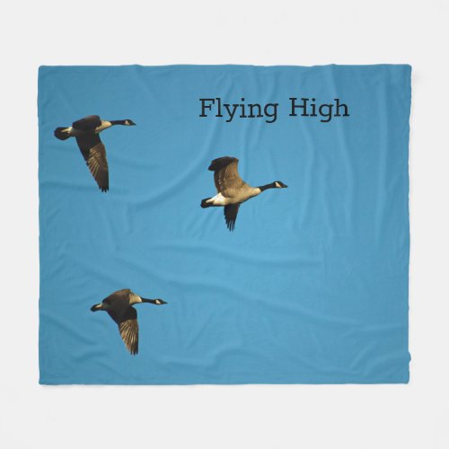 Canadian geese in flight fleece blanket
