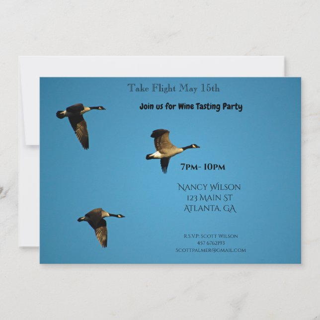 Canadian geese in flight  invitation (Front)