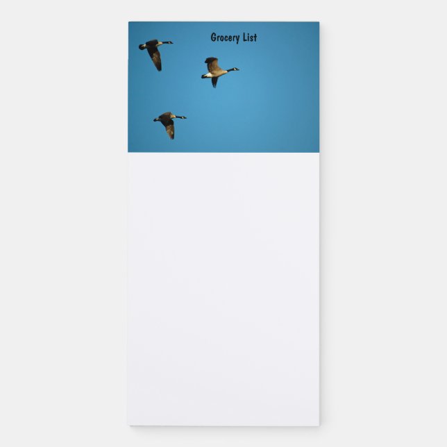 Canadian geese in flight magnetic notepad (Front)